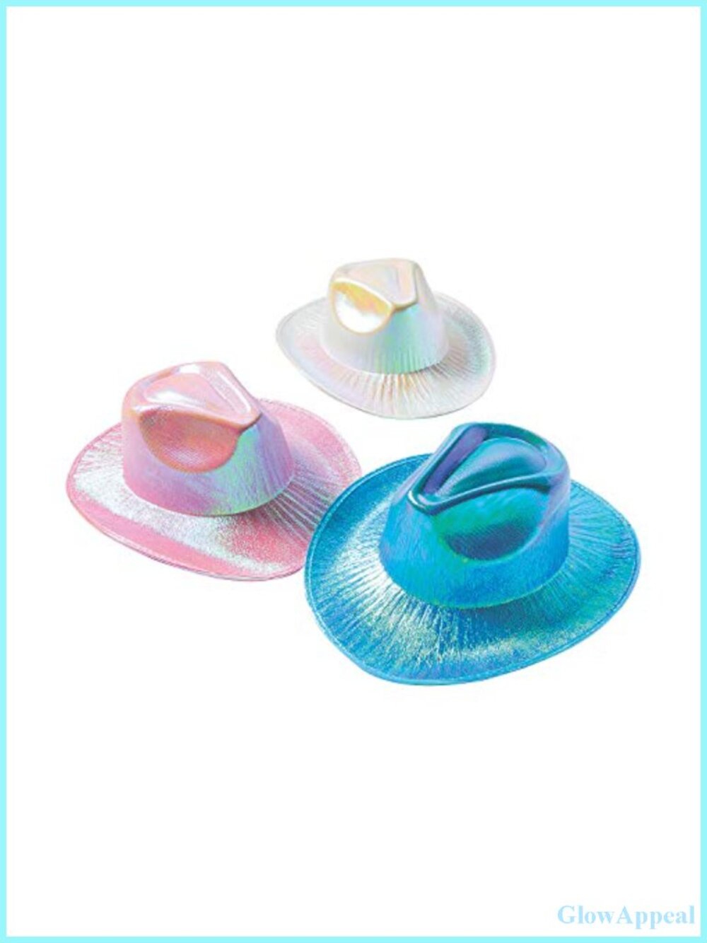 Set of 6 Adult Holographic Cowboy Hats Foam Party Costume Accessory